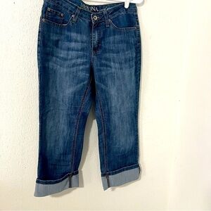 MERONA Mid Rise Capri Denim Jeans Women's Size 10 Blue Medium Wash Faded EUC